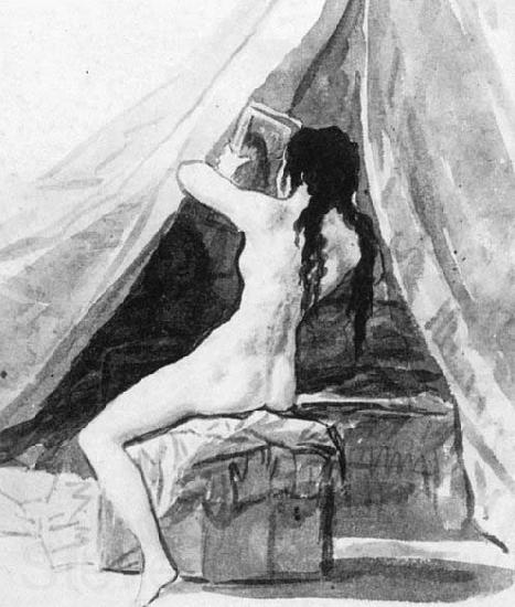 Francisco de goya y Lucientes Nude Woman Holding a Mirror Germany oil painting art